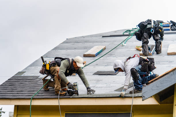 Professional Gutter Installation technician working in Linwood, NY
